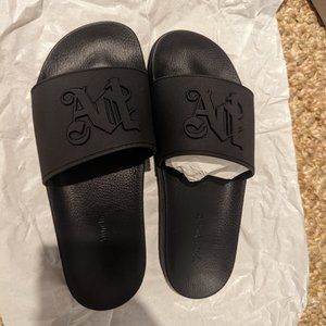 PALM ANGEL MONOGRAM POOL SLIDER BLACK/BLACK